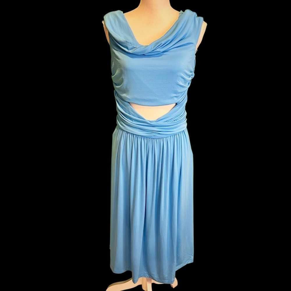 NWT Alberta Ferretti ‘Women’s Off-The-Shoulder Short Dress’ in “Azure” Blue 10